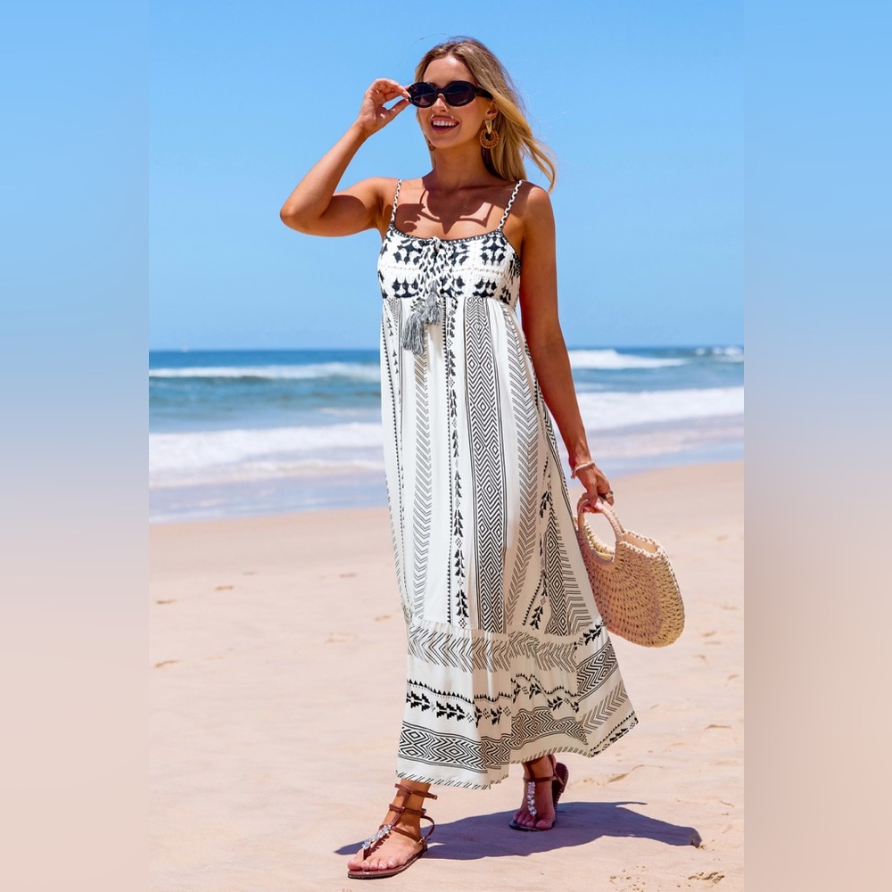 Cupshe Elegant Black and Cream Midi Dress
